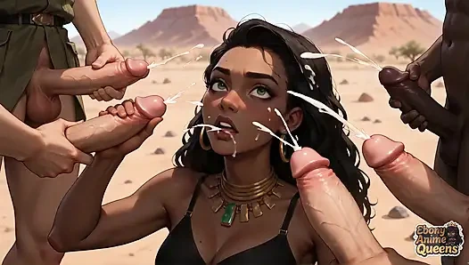 Zenci kraliçenin suyla sırılsıklam çöl doruk noktası: azgın, seksi zenci piliç!