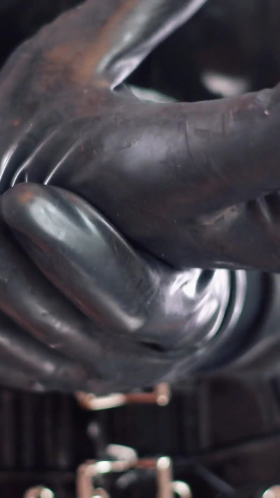 ASMR video in latex: big rubber gloves (Arya Grander) SFW video with hot sounding