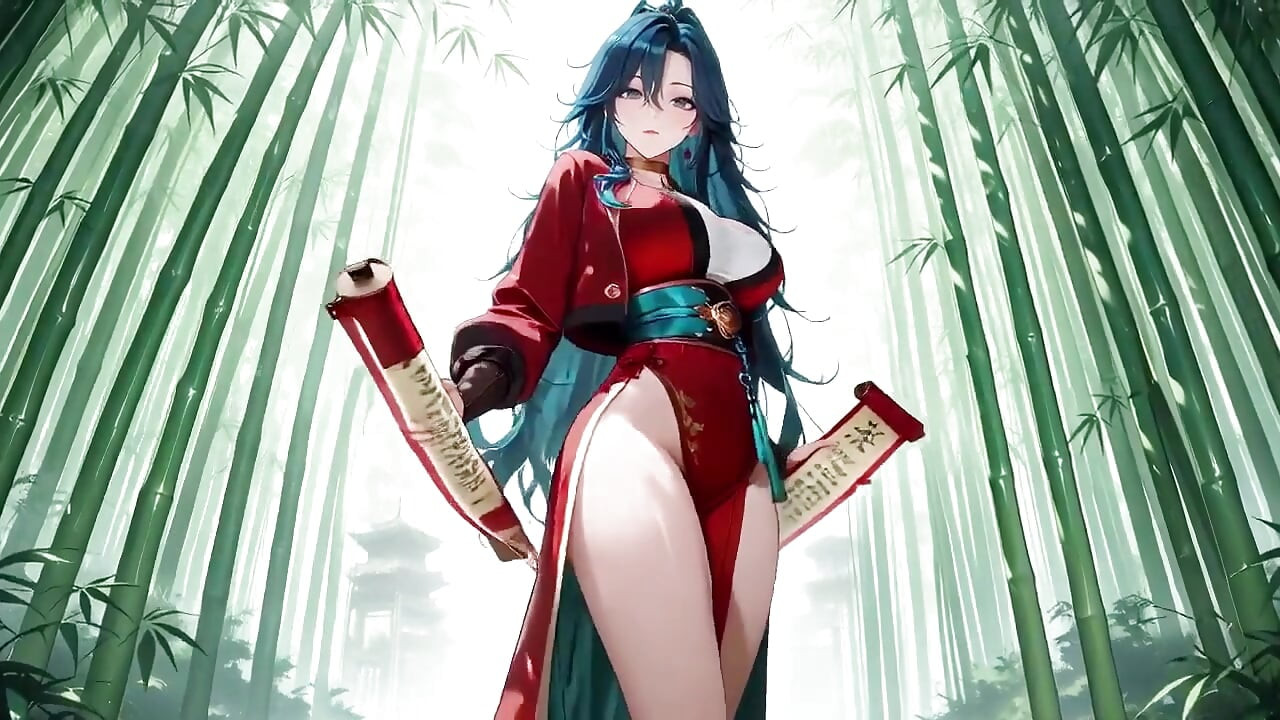 Blue-haired Samurai! Service in the Bamboo Grove. What Secrets Hide Under That High-slit Kimono?