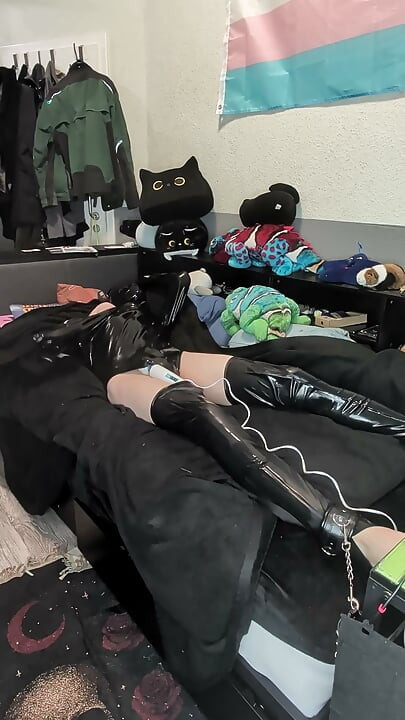 latex bondage with vibrator