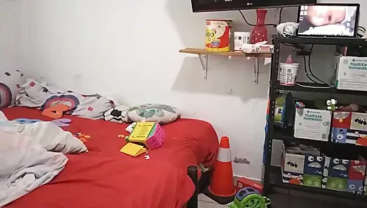 Sexy Stepmom Cleans the Bedroom in a Thong and Films Herself for Her Stepson