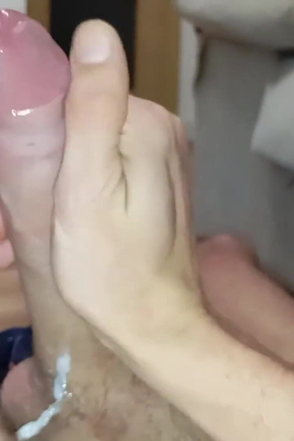 The Boy Enjoys Moaning Knowing That You See How His Huge Dick Dribbles a Lot of Sperm