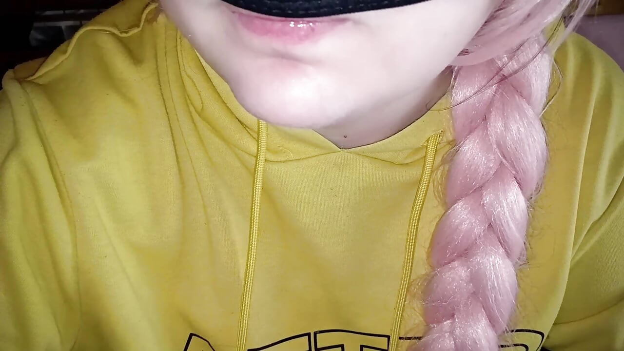 Close up Femboy toy Blowjob from first person view