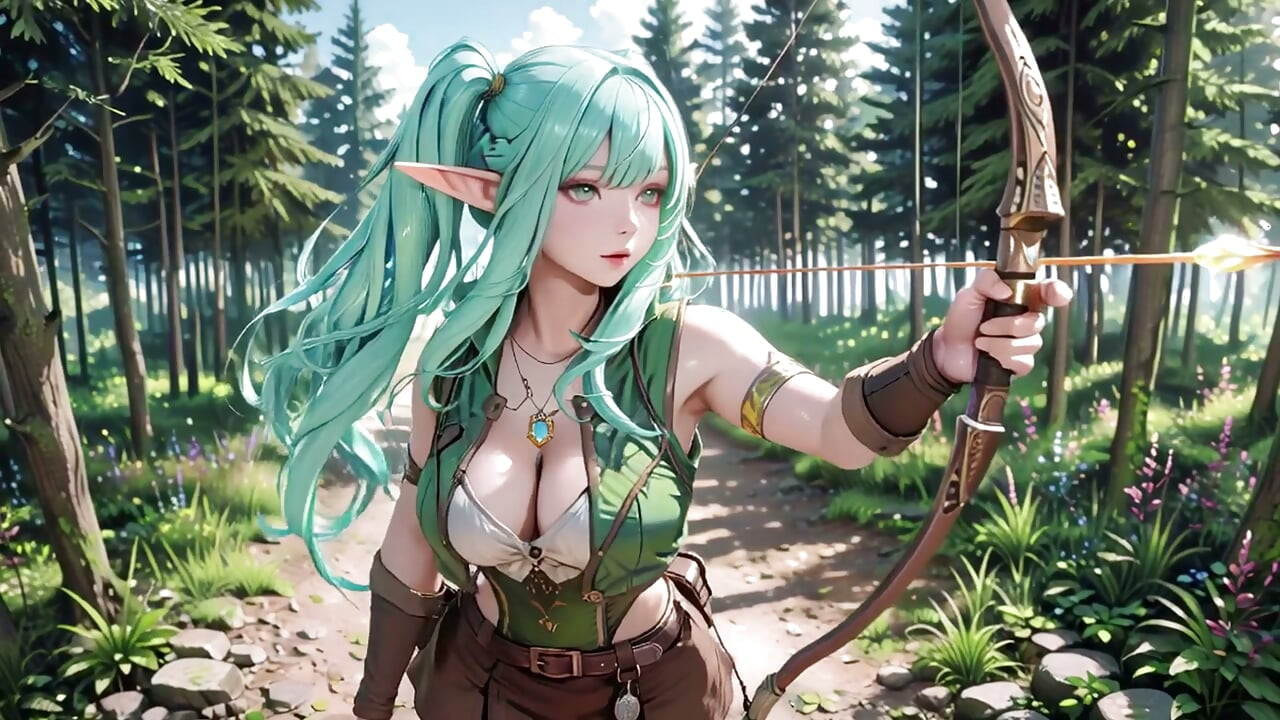 Forest Fantasy! Blue Elf Kneeling, Green Elf Teasing, Sun-Dappled Magic & Wand Play.