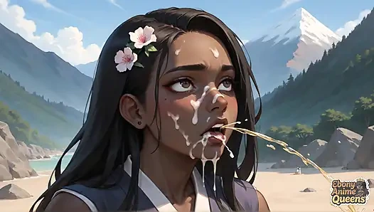 Ebony Queen's Mountain Beach Blowjob - Fantastic XXX!