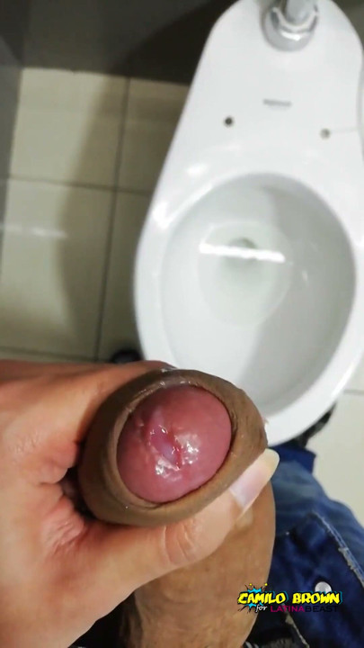 Jerking Off My Big Uncut Cock At The Mall's Public Bathroom - Camilo Brown | Clip 3