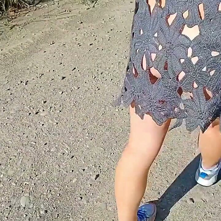 I walk in a dress with holes