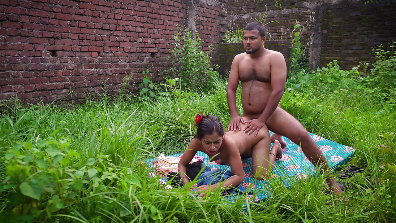 When a couple was getting ready to have sex in the ruins, a guy caught them and then had rough sex with the girl.