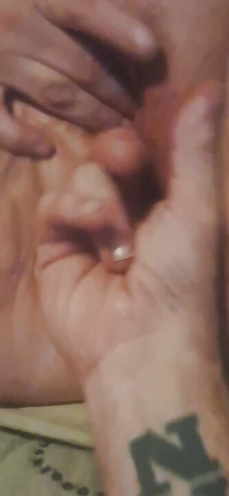 Husband fingers wife's asshole while she rubs her clit
