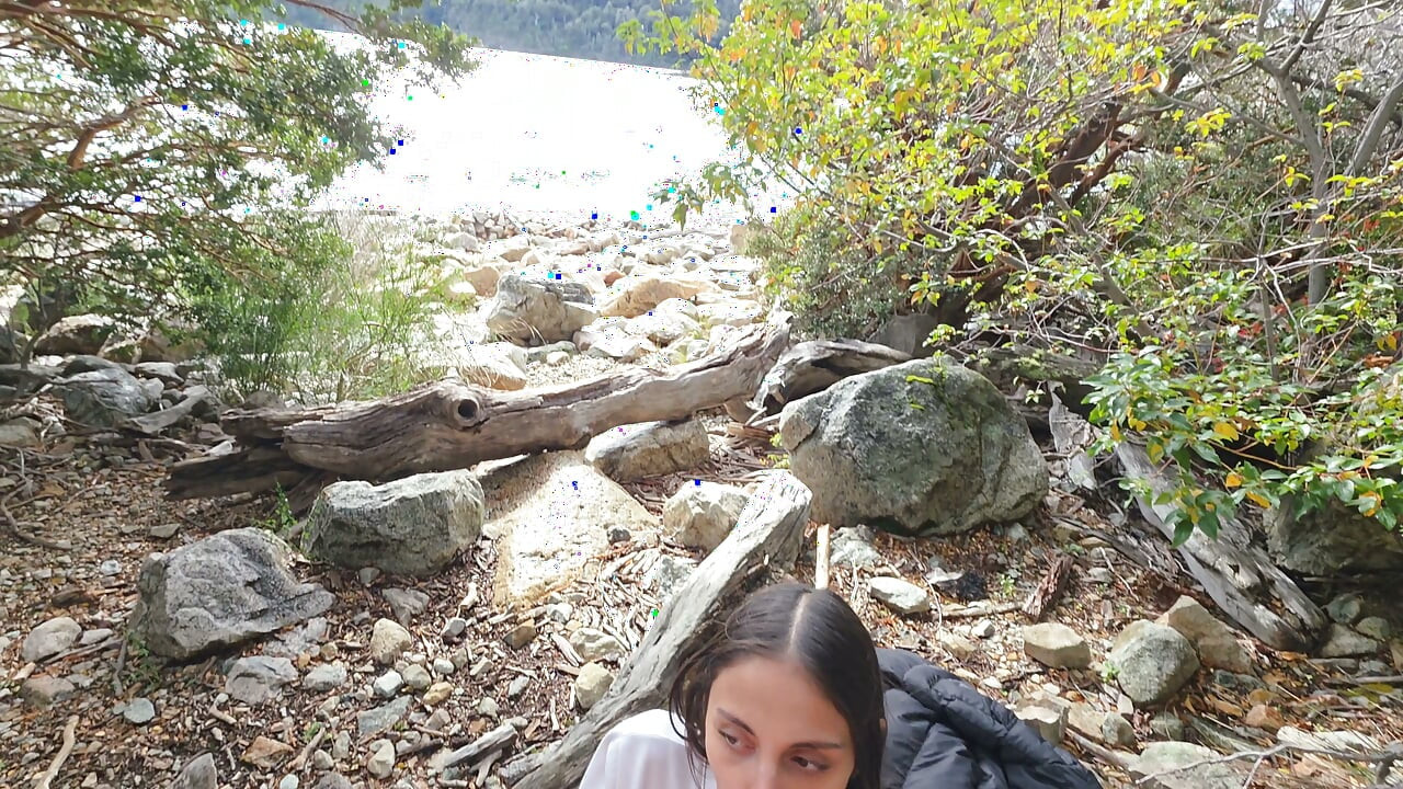 Hiking buddies have sex in the woods