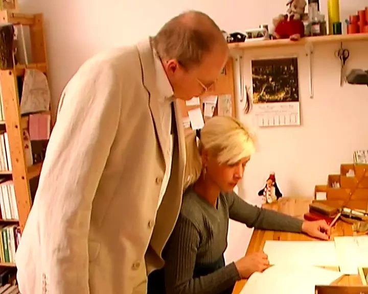 Hot German blonde getting her shaved muff smashed hard