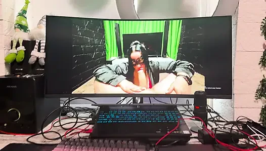 Stepmom sucks while I watch her video