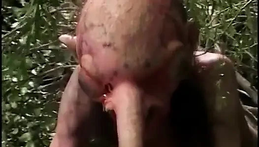 Big Pussy Blonde Chick Outside Hardcore Slammed by Long Nose Creature