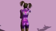 3d cyber girl with huge tits and pigtails