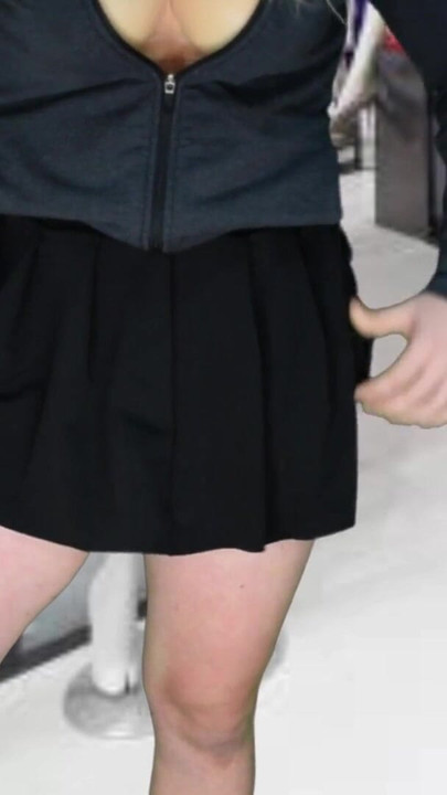 Captivating moment from "Big dick shemale flashing in public mall"