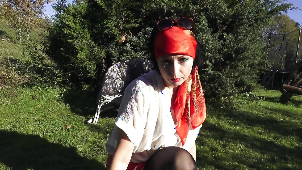 Outdoor anal dildo fucking