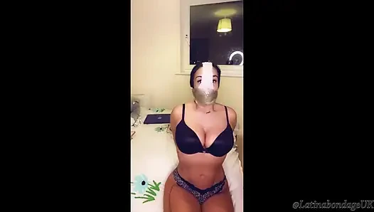 Latina Gagged with Panties and Taped with a Wrap Gag!