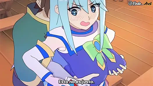 Aqua challenges kazuma and gets fucked