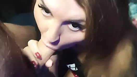 Pretty trans girl swallows truck driver cum