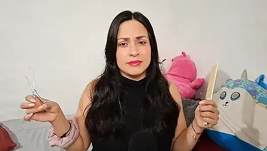 Asmr rol yapma kız arkadaşın saçını kesiyor