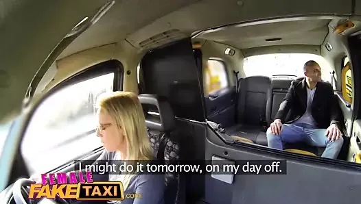 Female Fake Taxi Ozzie tourist cums in busty blondes mouth