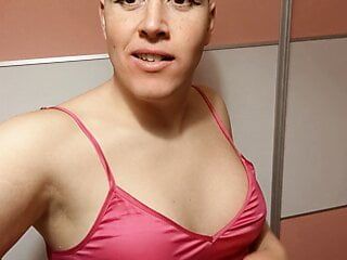 Trans woman teases you with her tits and girl dick