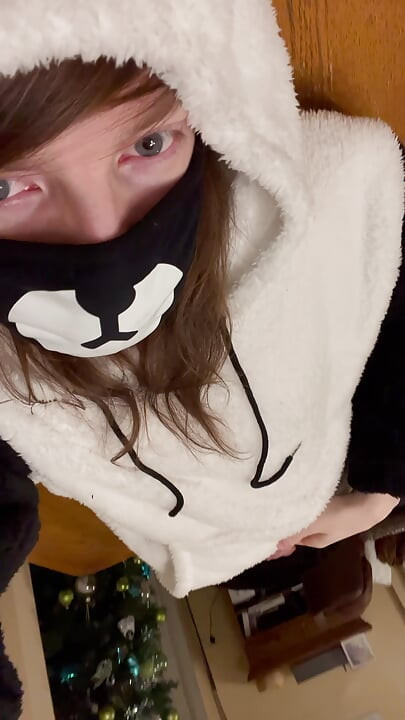 Twink in cute onesie jerking off