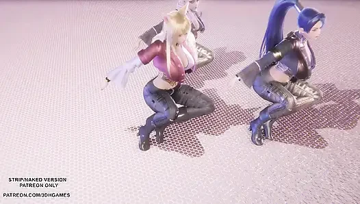 Mmd - kard - tembakan senjata - ahri, kaisa & evelynn dance league of legenda hentai tanpa sensor 4k 60fps