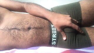 Black hairy daddy masturbation on underwear