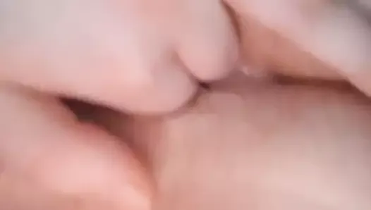 Playing with my hairy pussy and eating some of my own cum