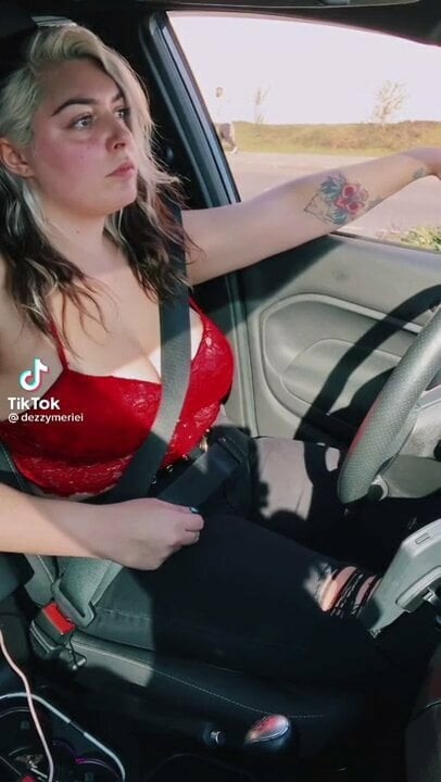 Cute Busty Girl In Car