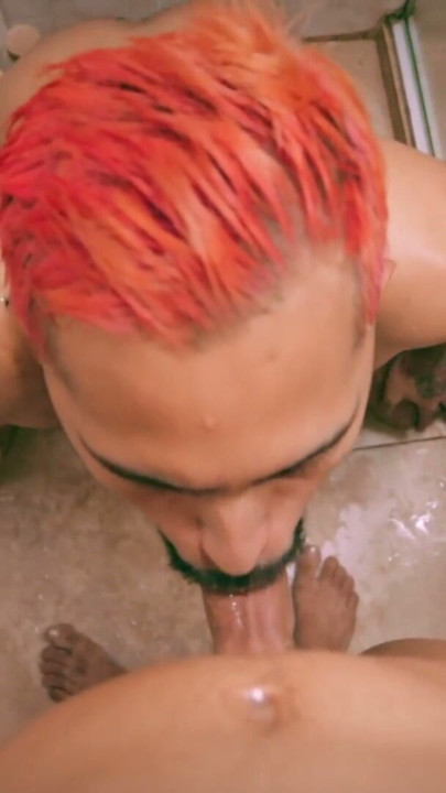 POV Facial Camilo Brown Sucking Magic C Big Twink Cock In The Shower Getting His Face Cum Covered | Clip 1