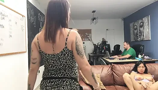 My friends get fucked in my office.