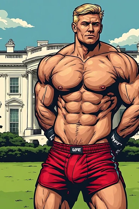 Muscular Fighters at White House (ai Art)