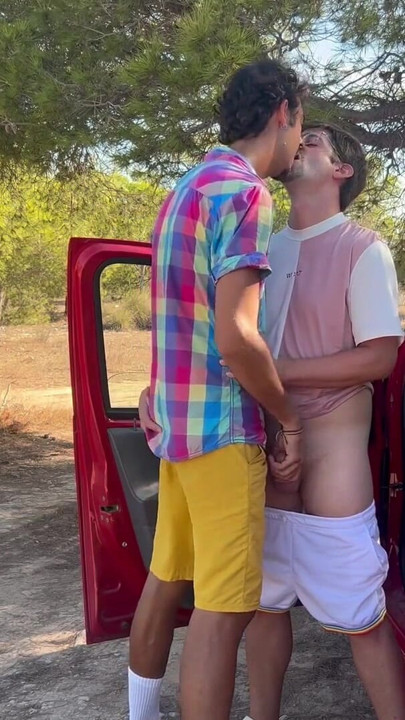 A guy jerking off alone in his car gets a blowjob from a stranger until he cums | Clip 1