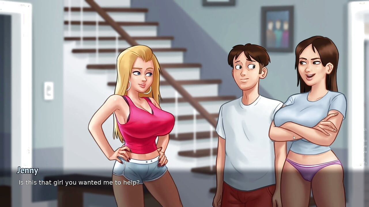 Grossi Titten Cheerleader touchen sich gegsytig - Summertime Saga Teil 15
