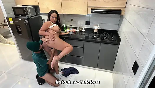 Big-breasted brunette MILF helps her brother-in-law when his wife is away