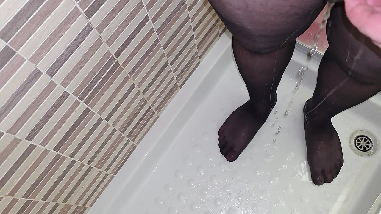 Sissy Pissy while in Chastity and Pantyhose for the first time!!