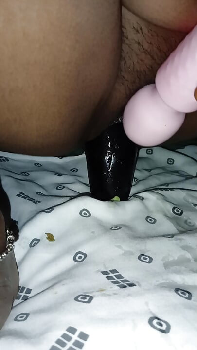 Sister-in-law masturbating with huge eggplant