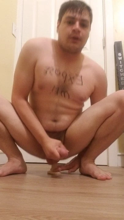 Pup Brian riding his dildo - kik: spry19