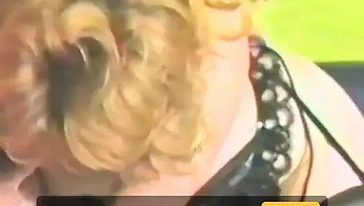 A sex mad blonde takes several dildos