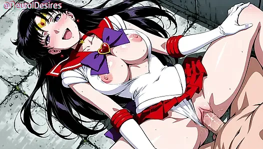 Огненный поцелуй желания Сейлор Марс (пародия) - Ai-сгенерированное