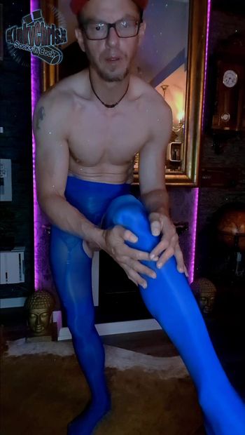KinkyChrisX - Blue stockings, garter and pantyhose