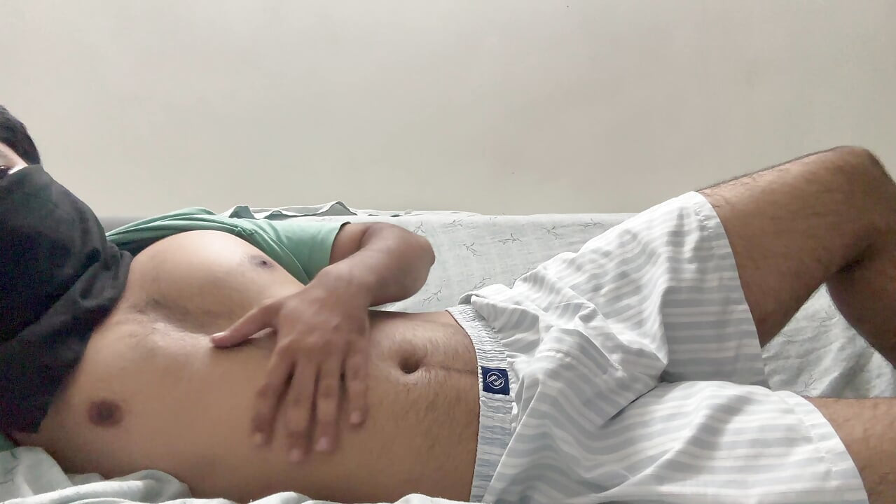 Masked Desi Twink Jerks Off in Bed and Cums