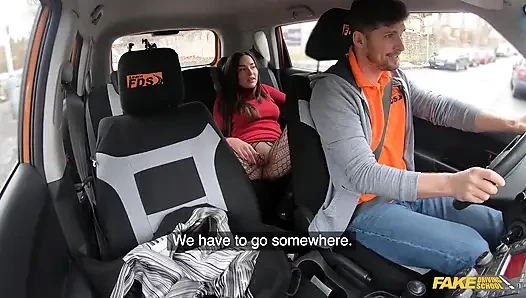Fake Driving School - Nataly Gold Gets in the Car Without Wearing Any Panties
