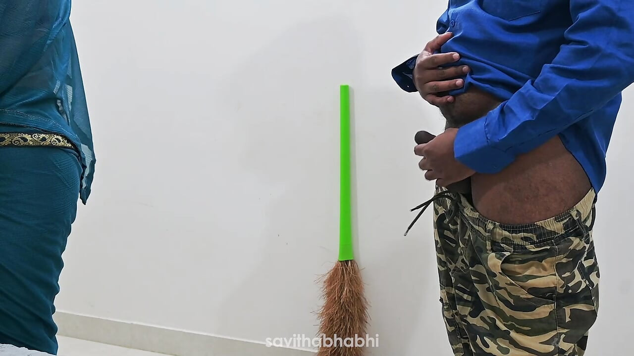 Jerking infront of maid and getting special handjob