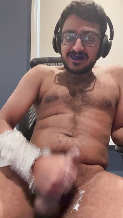 Masturbating with teeth whitening strip in mouth