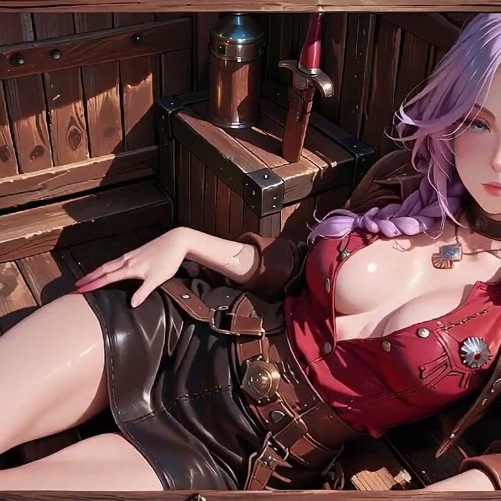 Western Cowgirl in Red-brown Leather - Lazy Poses and Deep Gazes Indoors & Outdoors