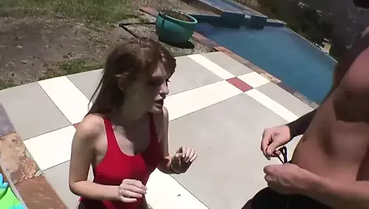 Red Headed Lifeguard Gets Hairy Pussy Fucked