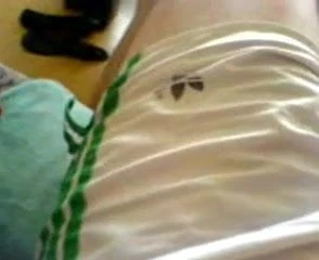 I In Adidas Nylon Satin Short White With Green Stripes